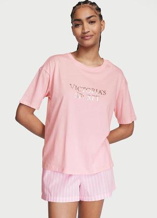 Пижама женская шорты + футболка розовая от victoria's secret оригинал