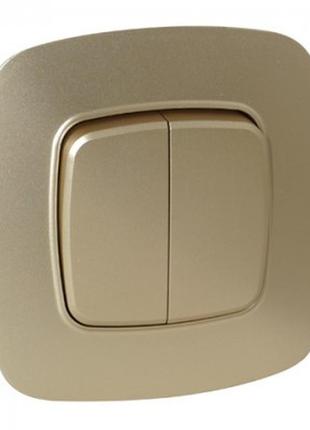 Выключатель 2-клавишный золото ela