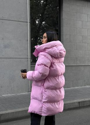 Пуховик пуффер женский матовый теплый зимний удлиненный с капюшоном базовый черный оливка серый беж шоколад розовая куртка пальто парка зима5 фото