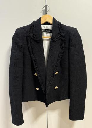 Укорочений жакет зара, чорний