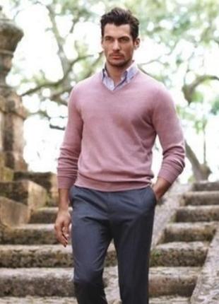🤩1+1=3 брендовый мужской пудрово-розовый свитер джемпер marks&spencer, размер 48 - 50