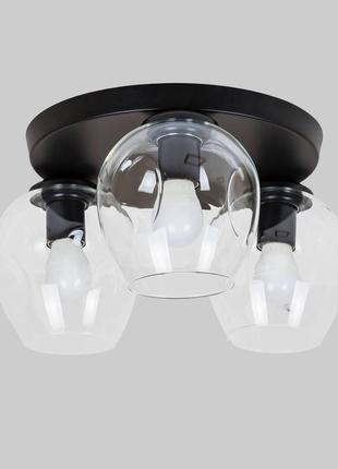 Черная потолочная люстра с прозрачными молекулами на 3 лампы (56-xpr0231f-3 bk+cl 300)