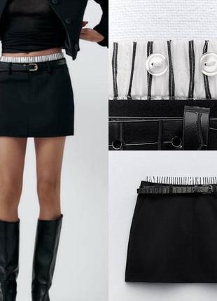 Черные шорты юбка зара zara размер м