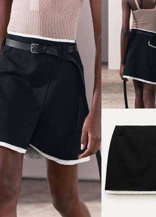 Черная мини юбка осенняя зимняя зара zara размер xs