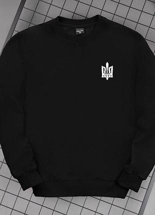 Світшот pobedov 001 - наклейка біла тризуб меч чорний