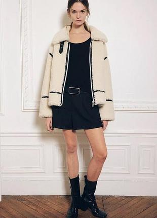 Байкерская куртка zw collection с искусственной овчиной