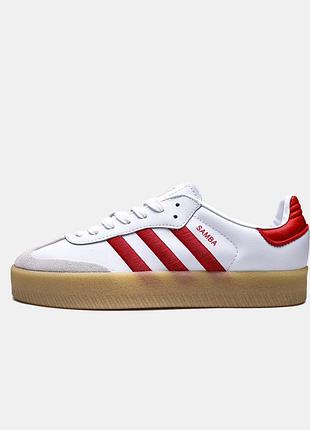 Женские кроссовки adidas sambae white red