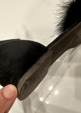 Черные босоножки лебяжий пух мех чорні босоніжки лебедяний пух хутро5 фото