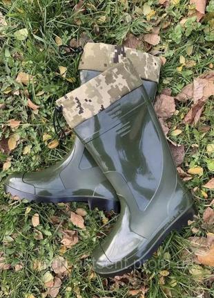 Сапоги резиновые утепленные verona грибник пвх зеленый. 42 р