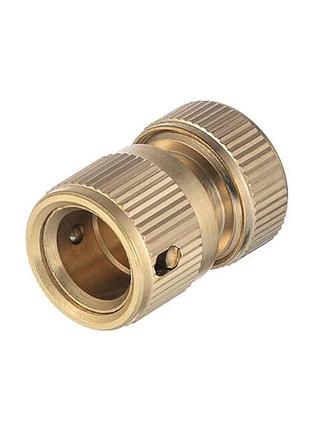 Конектор латунний з аквастопом 1/2" на шланг 1/2" storm intertool ge-1219