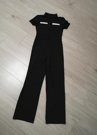 Стильный комбинезон с широкими штанинами, широкие брюки палаццо, чёрное платье, нарядное платье zara4 фото