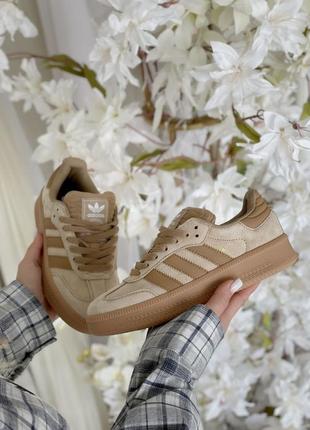 Жіночі кросівки adidas samba xlg beige brown