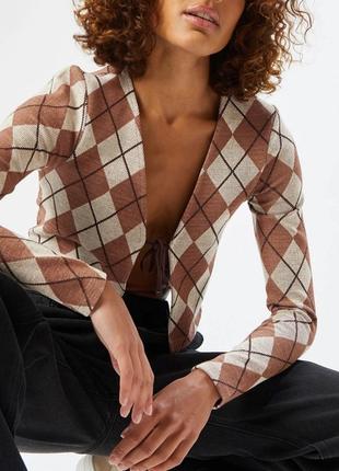 В'язана кофта кардиган на зав'язках віскоза францiя