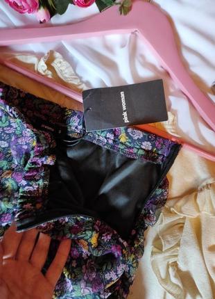 Юбка мини женская цветная в цветочный принт подростковая юбка короткая5 фото