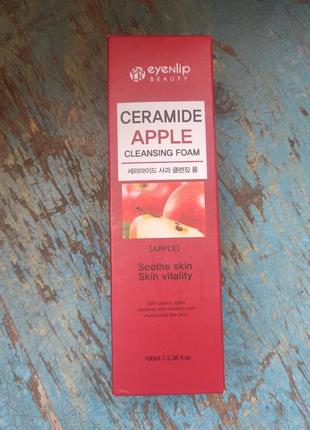 Пінка для вмивання з церамідами eyenlip ceramide apple cleansing foam