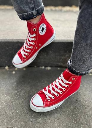 Кеди  червоні  високі converse all star3 фото