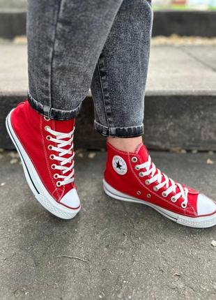 Кеди  червоні  високі converse all star