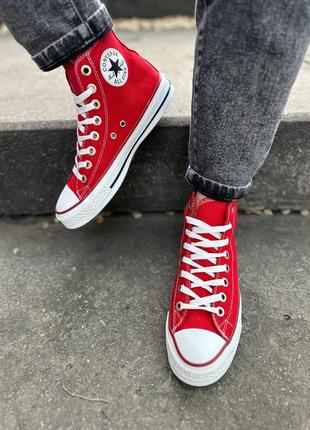 Кеди  червоні  високі converse all star7 фото