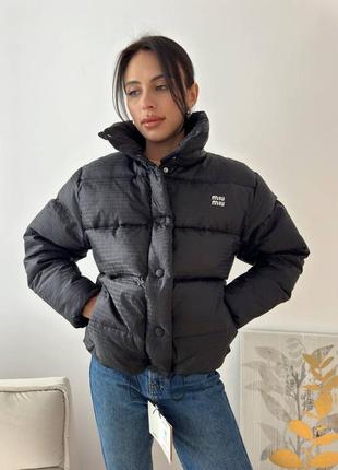 Куртка пуховик черная в стиле miu miu