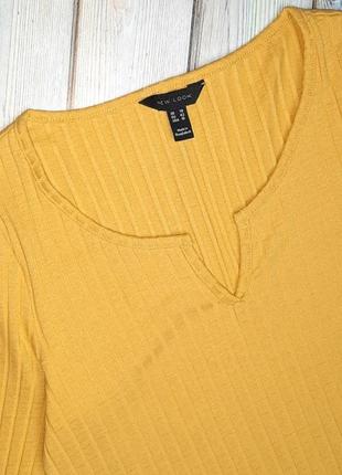 🤩1+1=3 стильный базовый желтый свитер лонгслив рубчик с декольте new look, размер 48 - 503 фото