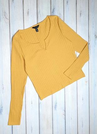 🤩1+1=3 стильный базовый желтый свитер лонгслив рубчик с декольте new look, размер 48 - 502 фото