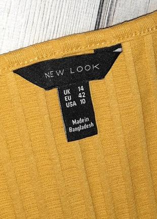 🤩1+1=3 стильный базовый желтый свитер лонгслив рубчик с декольте new look, размер 48 - 506 фото