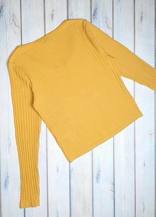 🤩1+1=3 стильный базовый желтый свитер лонгслив рубчик с декольте new look, размер 48 - 508 фото