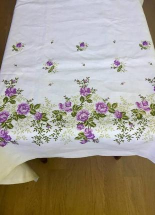 Скатертина лляна в квіти часів срср/ 1,50*2,0 м/ вінтаж