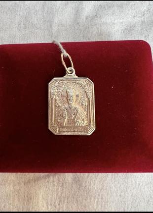 Позолоченная иконка мигай чудотворец 925 проби