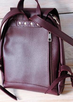 Жіночий шкіряний рюкзак женева, натуральна шкіра флотар, колір слива4 фото