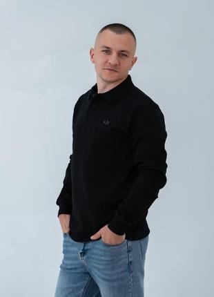 Поло мужское с длинным рукавом armani exchange ax-23006 black l