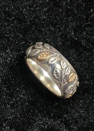Кольцо pandora из стерлингового серебра/золота 14 карат с листьями «древо жизни»2 фото