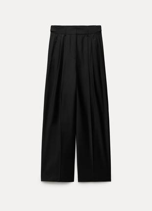 Новые черные брюки из шерсти брюки zara 8260/506 классические брюки палаццо с высокой посадкой широкие брюки черные брюки палаццо5 фото