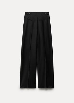 Новые черные брюки из шерсти брюки zara 8260/506 классические брюки палаццо с высокой посадкой широкие брюки черные брюки палаццо6 фото