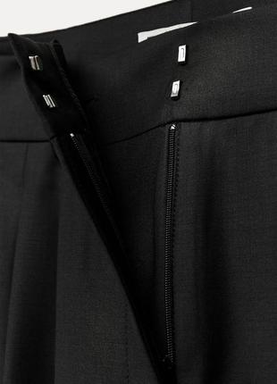Новые черные брюки из шерсти брюки zara 8260/506 классические брюки палаццо с высокой посадкой широкие брюки черные брюки палаццо7 фото