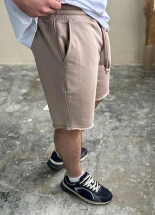 Мужские шорты оверсайз бежевые на лето бриджи свободного кроя (b)2 фото