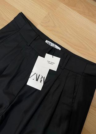 Новые черные брюки из шерсти брюки zara 8260/506 классические брюки палаццо с высокой посадкой широкие брюки черные брюки палаццо10 фото