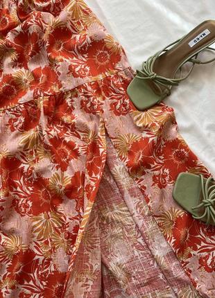 Красивое льняное платье миди в цветы,george2 фото