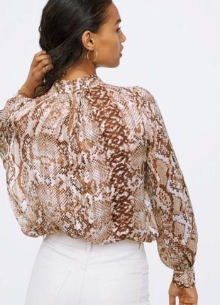 Цветная блуза с длинными пышными рукавами в животный принт легкая кофта женская рубашка2 фото