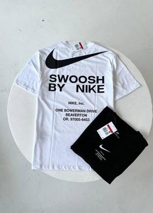 Футболка чоловіча nike big swoosh белая бавовняна літня теніска найк біг свуш спортивна на літо (b)