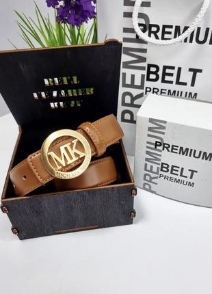 Женский кожаный прошитый ремень в стиле майкл корс michael kors