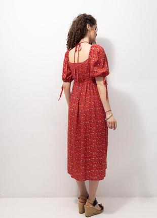 Платье для беременных, для кормящих мам летнее миди штапель красное5 фото