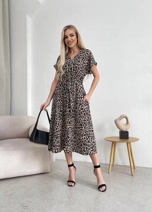 Леопардовое платье средней длины жатка9 фото