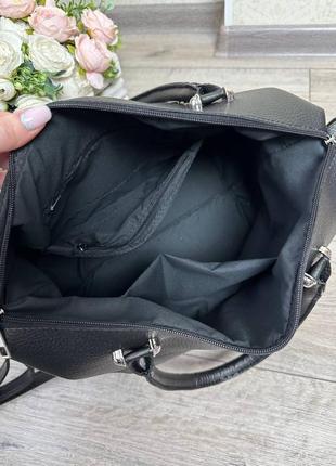 Женская стильная и качественная сумка из эко кожи черная9 фото