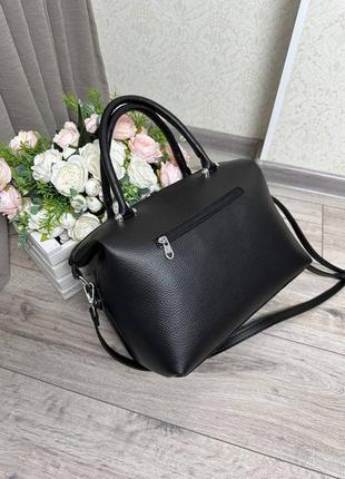 Жіноча стильна та якісна сумка з еко шкіри чорна5 фото
