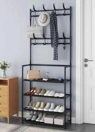 Напольная вешалка для одежды new simple floor clothes rack size с полками и крючками9 фото