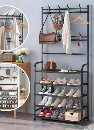 Напольная вешалка для одежды new simple floor clothes rack size с полками и крючками8 фото