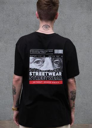 Чоловіча оверсайз футболка з принтом without streetwear black2 фото