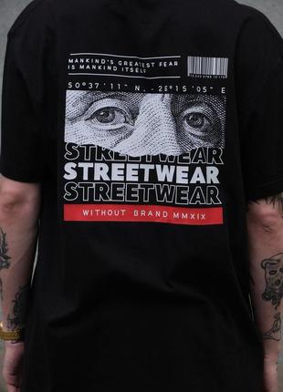 Чоловіча оверсайз футболка з принтом without streetwear black5 фото