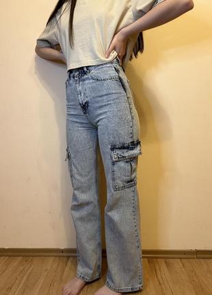Жіночі джинси кльош, карго4 фото